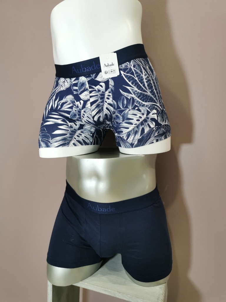 Boxer duo Aubade Men Ink Leaves XB58T  bleu 