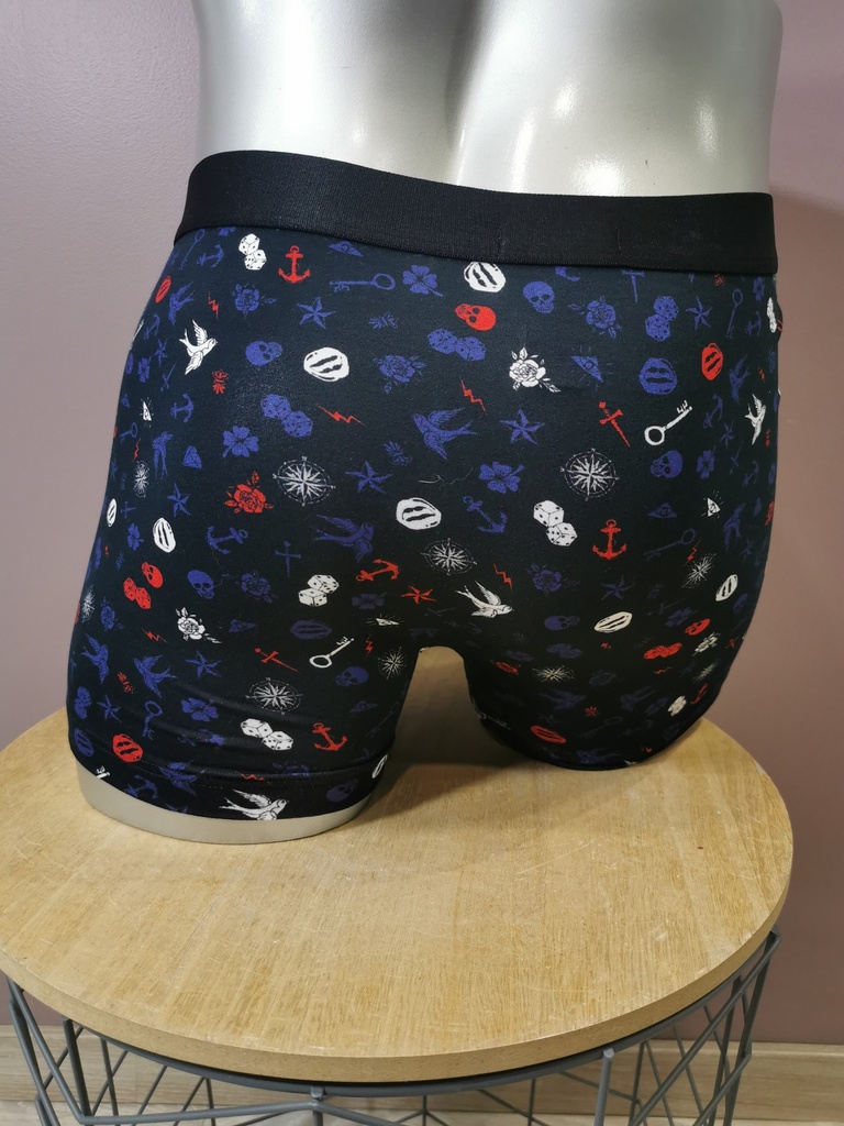 Boxer Aubade Men Micro-Motifs XB78 noir rouge blanc bleu 