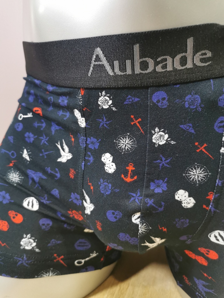 Boxer Aubade Men Micro-Motifs XB78 noir rouge blanc bleu 