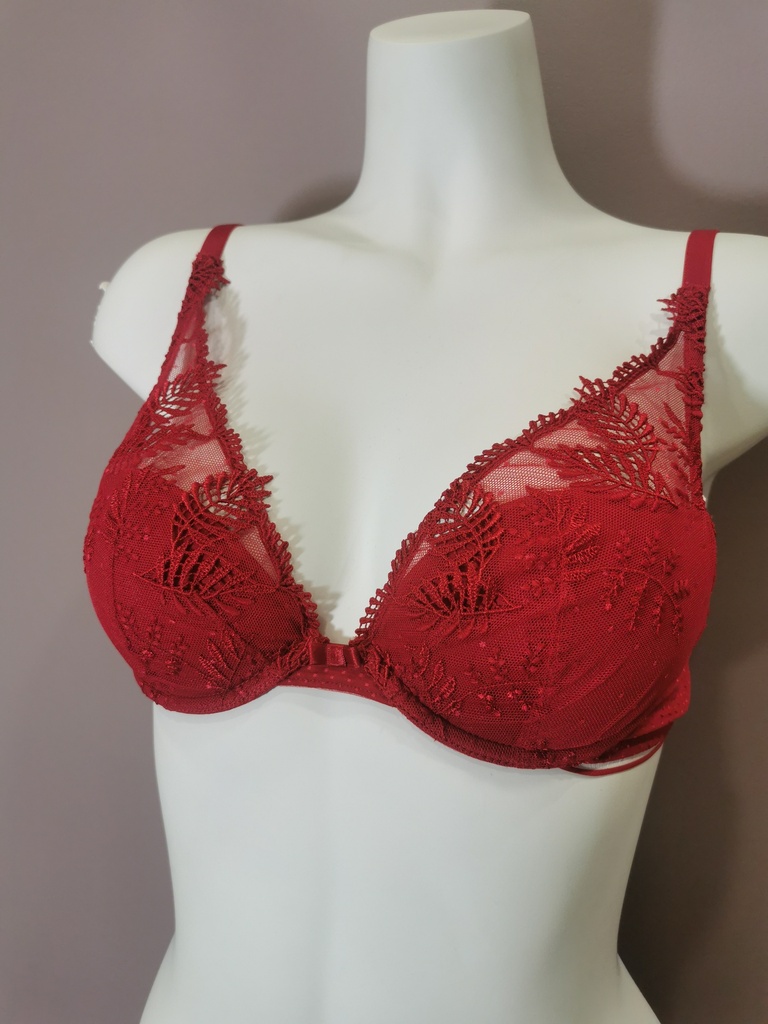 Soutien gorge push up Simone Perele Bloom 12Y347 rouge opera 