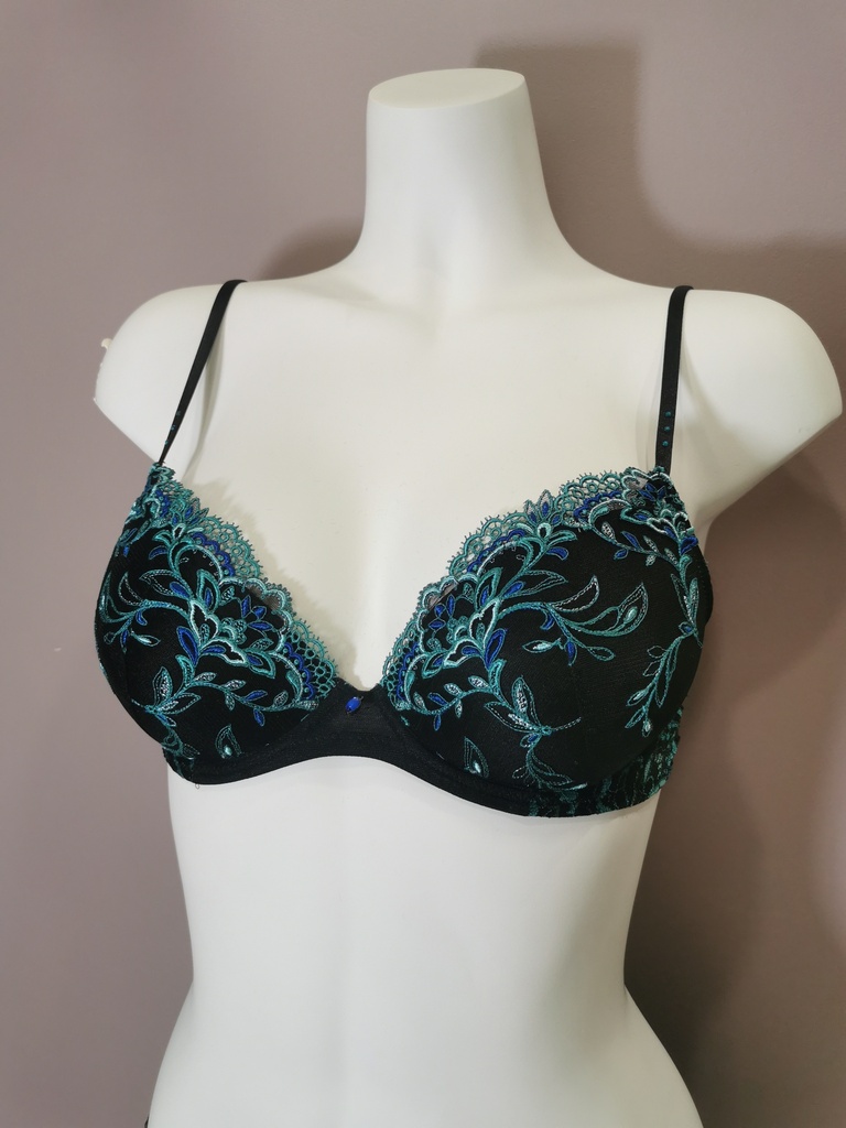 Soutien gorge push up Lise Charmel Secrète Emeraude noir vert ACH8530