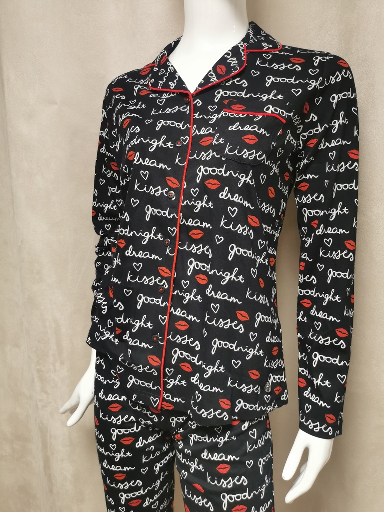 Pyjama Rebelle de Pastunette Kiss 21232-462-6 noir rouge 