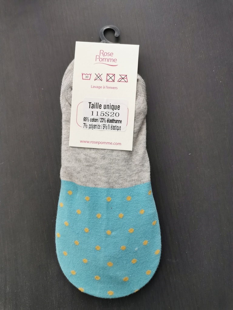 Socquettes pois Rose pomme 115S10 bleu gris 