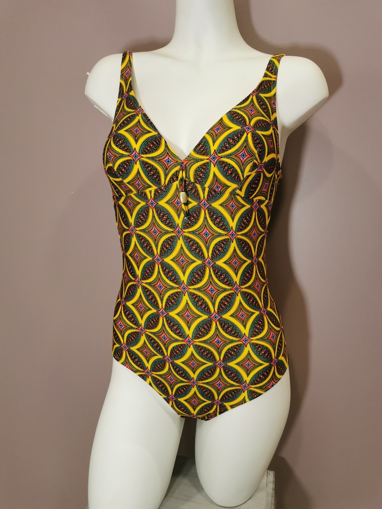 Maillot de bain 1 pièce nageur maintien Antigel de Lise Charmel La Muse Africa jaune africa FBB9256