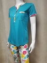 Pyjama corsaire Rose Pomme Hawai turquoise 50 50 B30