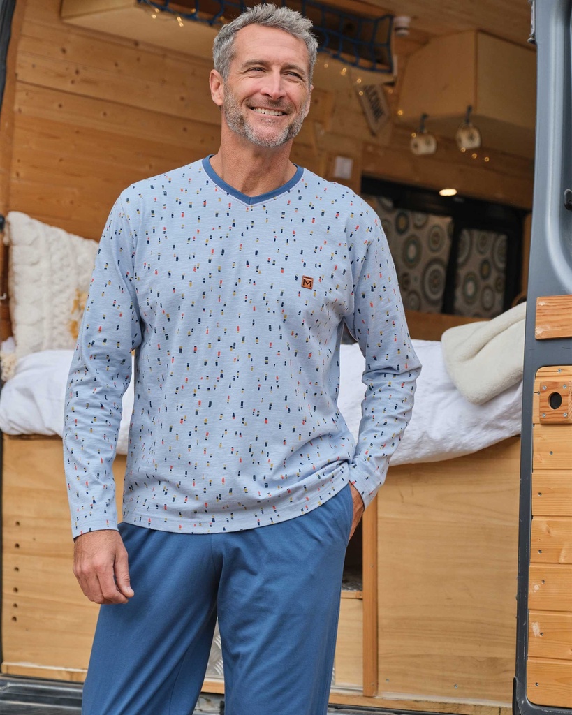 Pyjama homme Massana Franck P741305 bleu 