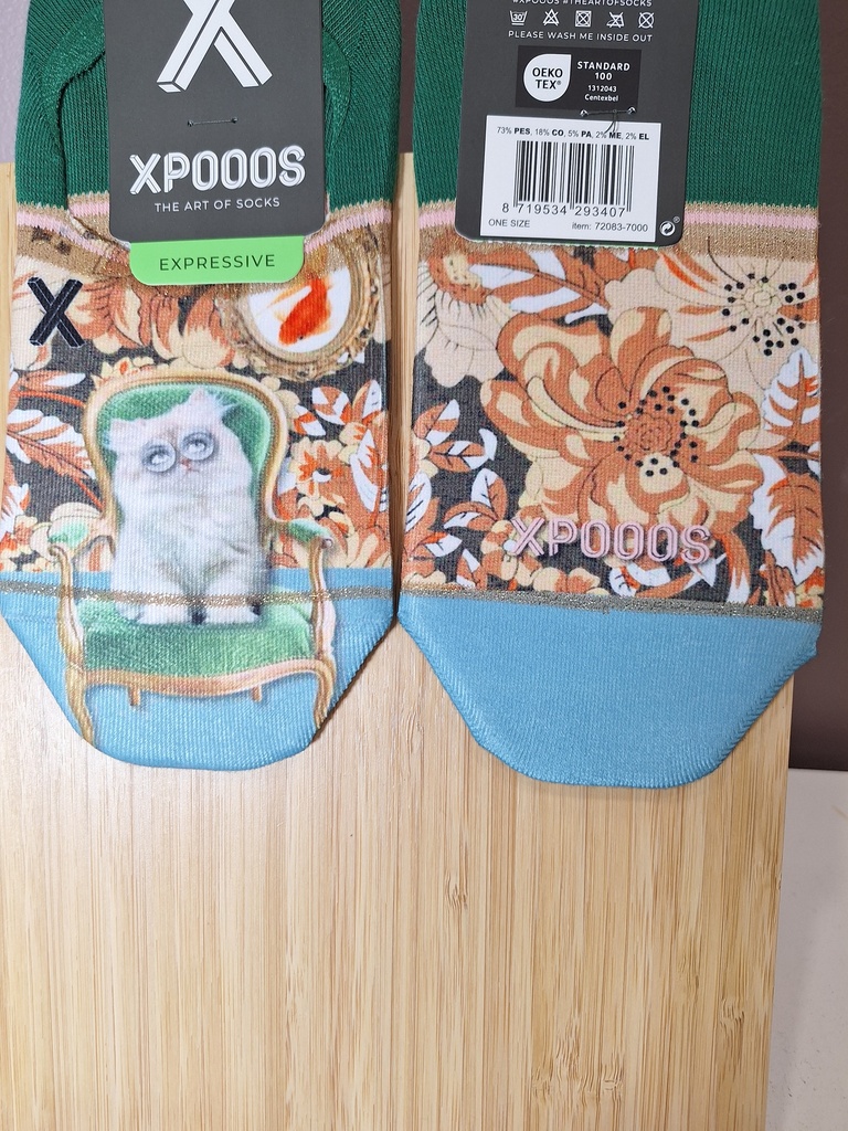 Socquettes XPOOOS Mister Cat vert