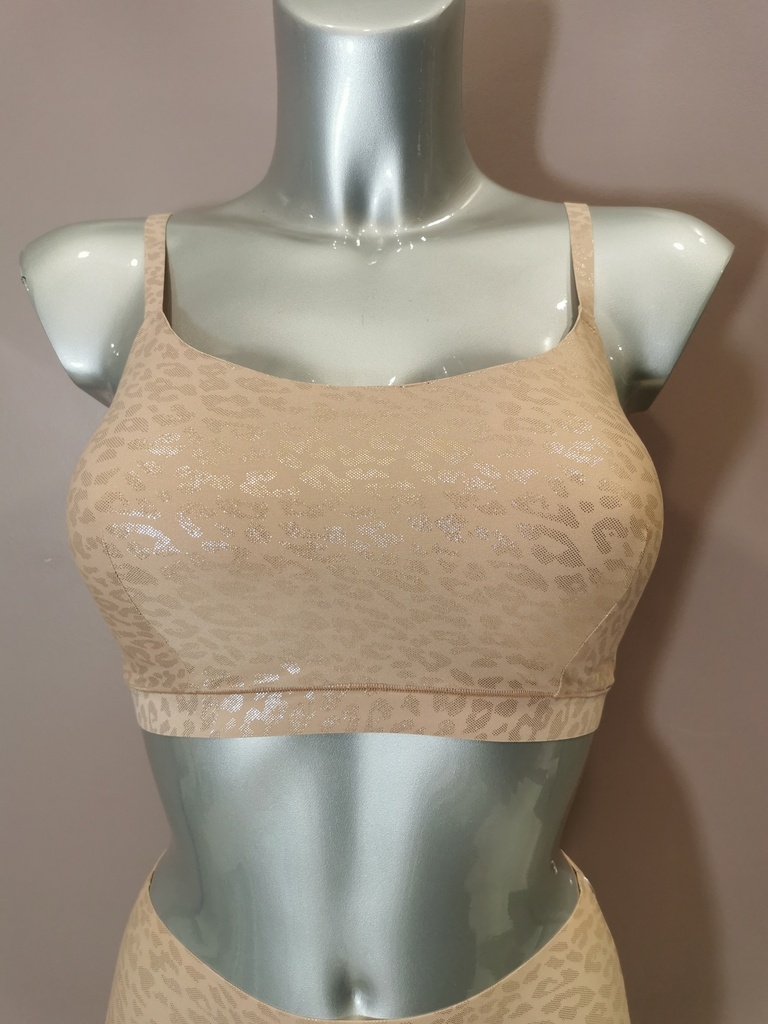 Soutien gorge brassiere padde sans armatures Chantelle Soft stretch fines bretellesC16A10-0WU beige paillette