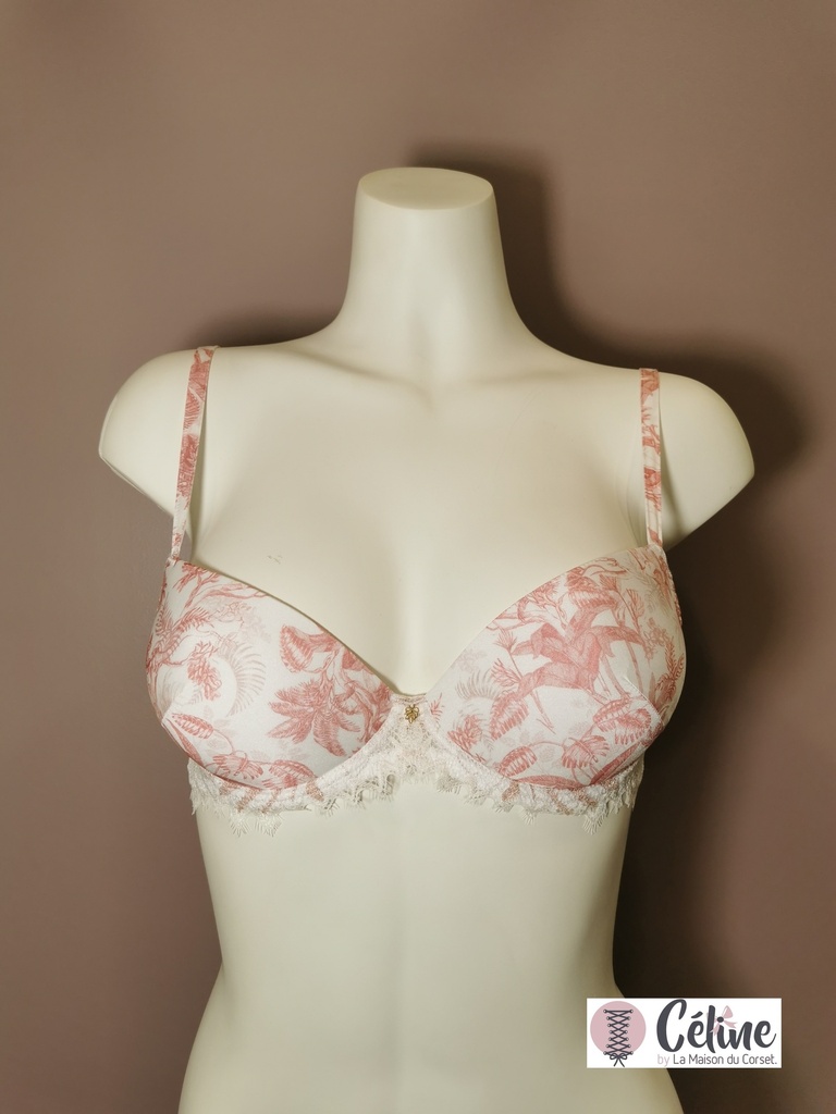 Soutien gorge push up Antigel de Lise Charmel Jungle de Jouy ECH8068 rose de jouy 