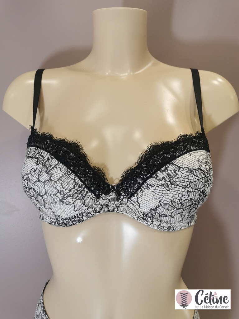 Soutien gorge push up Antigel de Lise Charmel Power Dentelle ECH8090 dentelle fusain