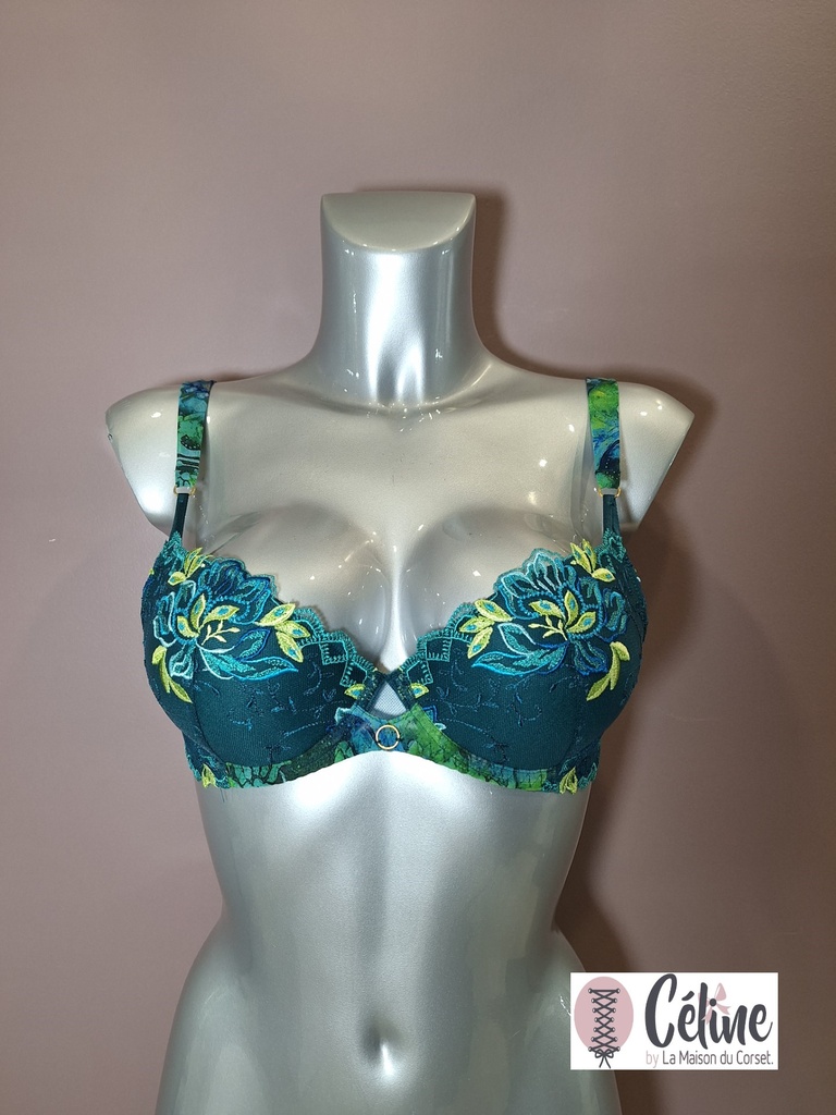 Soutien gorge push up Lise Charmel Grace Aquatique ACH8593 floral aqua