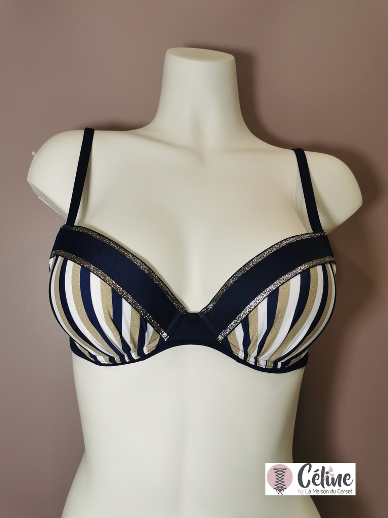 Soutien gorge coques push up maillot de bain Antigel de Lise Charmel La Belle à Bord EBB4375 or navy