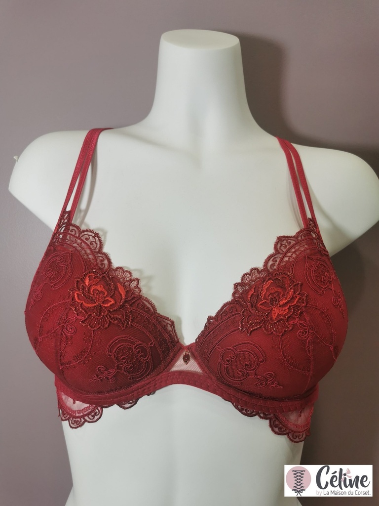 Soutien gorge coques Lise Charmel Tellement Glamour ACH8504 rouge rubis