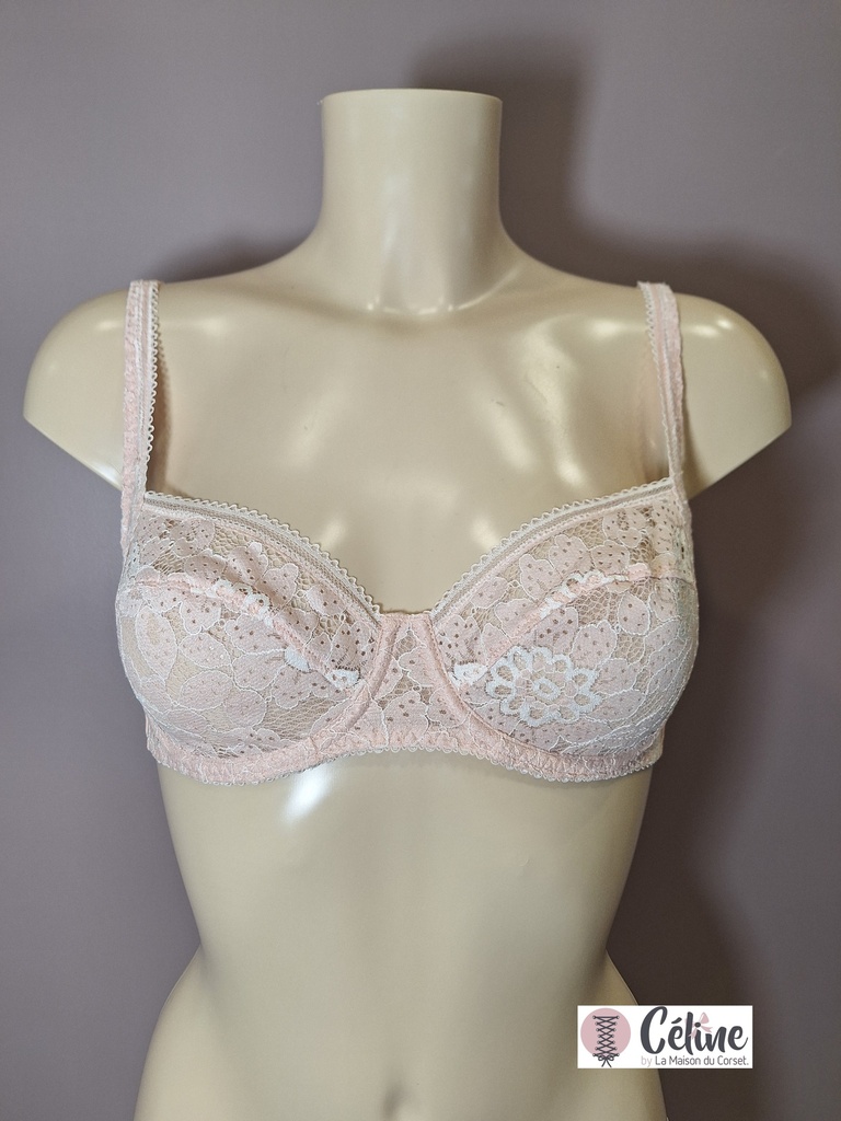 Soutien gorge emboitant carre Simone Perele Festive  1E1313 rose ballet