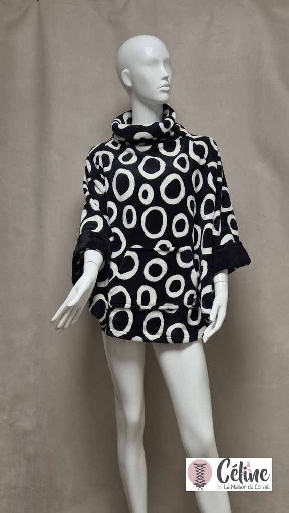 Poncho Rebelle de Pastunette Design 61242-466-2 noir blanc