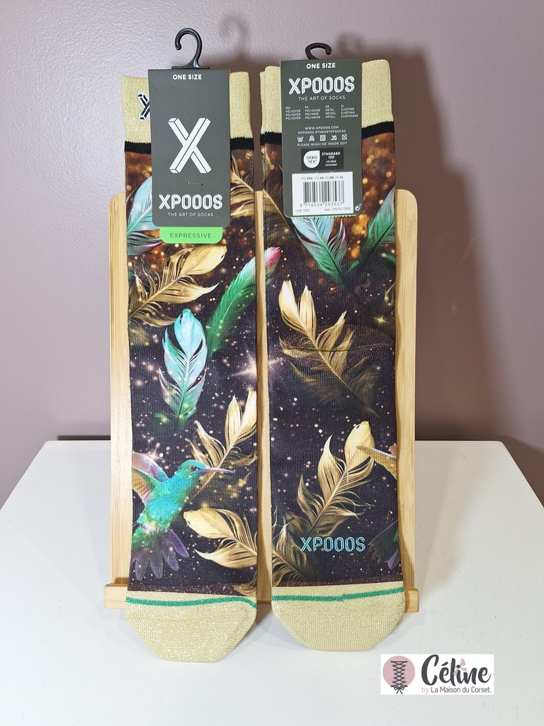 Chaussettes XPOOOS Plume 7270-7000 vert or 