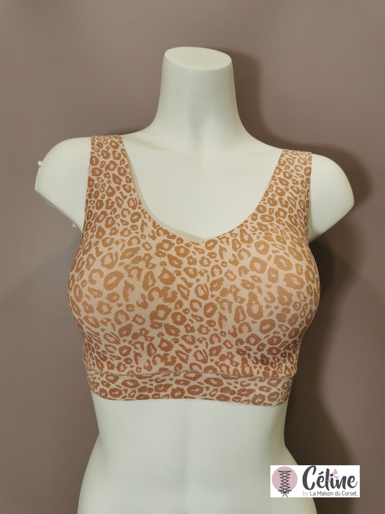 Soutien gorge brassiere padde sans armatures Chantelle Soft stretch Leopard  large bretelles C11D10-0QR nude