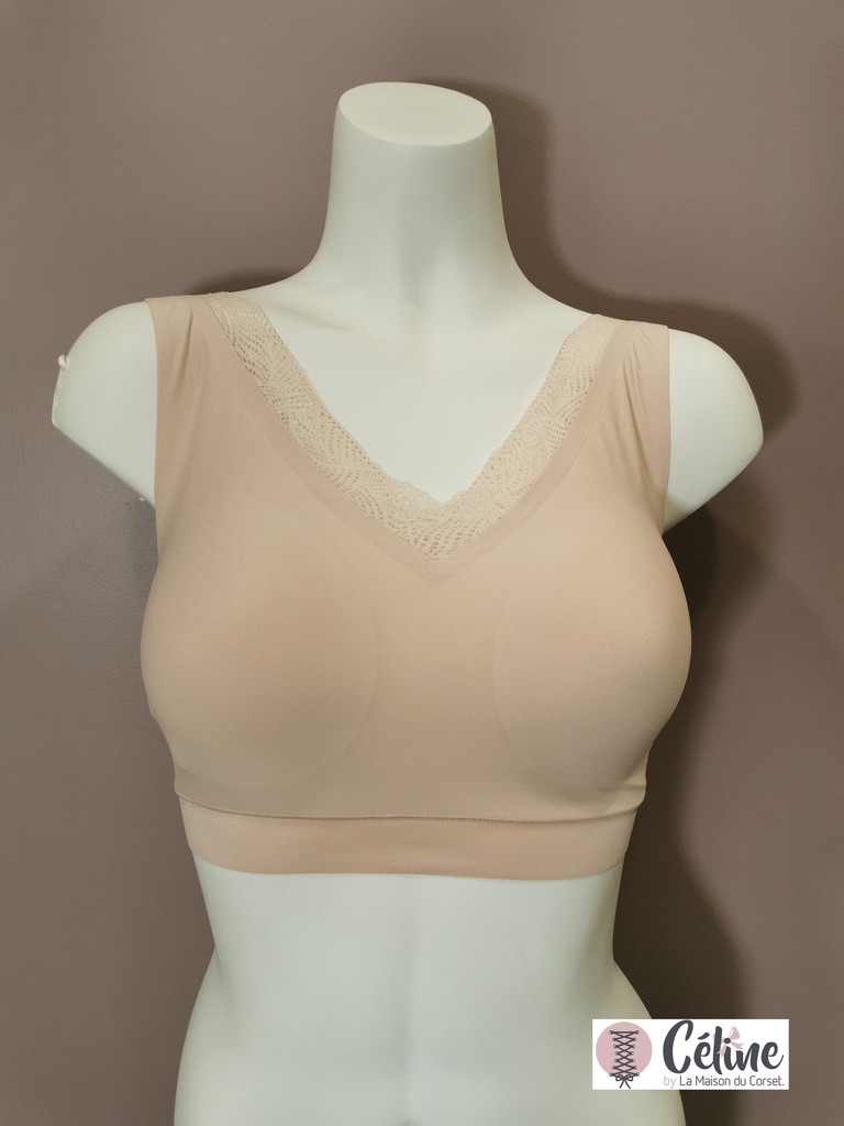 Soutien gorge brassiere wire free sans armatures Chantelle Soft stretch larges bretelles C11G60-01 nude 