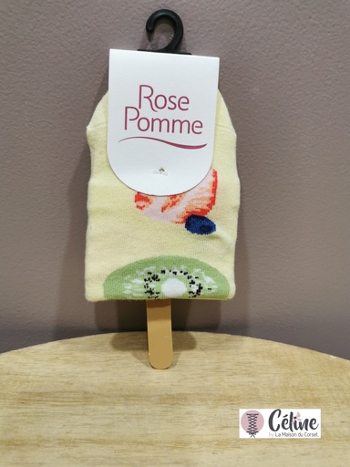 Chaussette Rose Pomme Fruits Glaces 110V30 jaune 