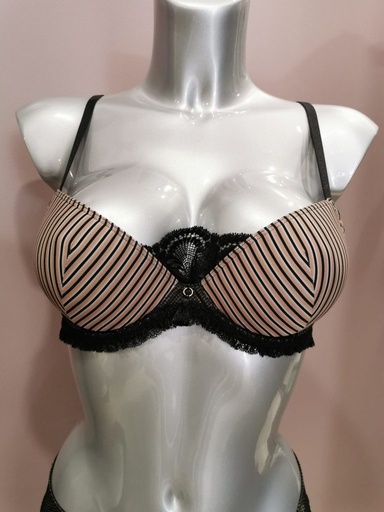 Soutien gorge coque Antinea de Lise Charmel Allure Rayure noir/marron CCG8072