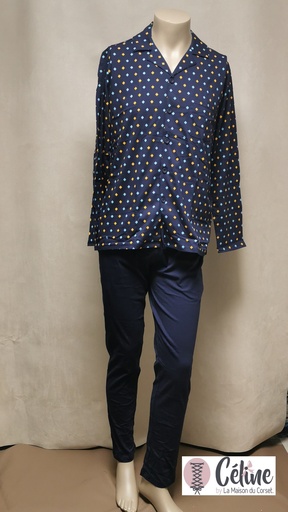 Pyjama long HOM Mougins 405732 navy print 