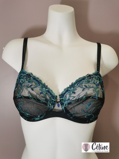 Soutien gorge emboitant Lise Charmel Secrète Emeraude ACH6030 noir vert