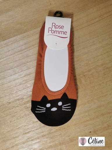 [125B60 marron] Chaussette Rose Pomme Tête de Chat 125B60 marron