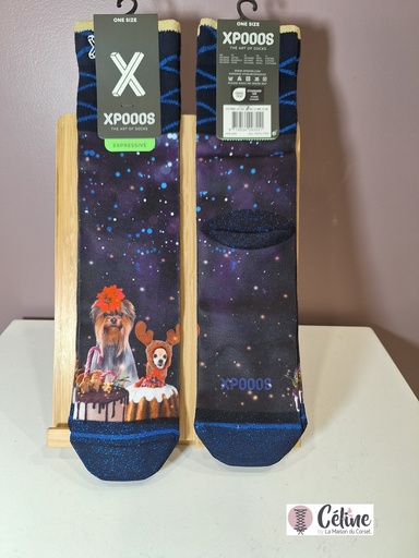 Chaussettes XPOOOS Festive Dogs 70272-7000 bleu nuit 